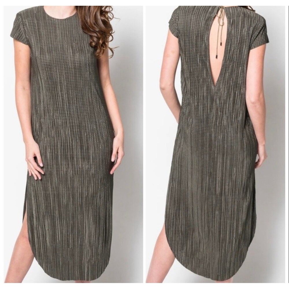 Subina‎ Musayev Anthropologie Textured Renaissance Midi Dress Size Large Green